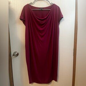 EILEEN FISHER Purple Rayon Blend Cap Sleeve Cowl Neck Shift Tunic Dress Size S